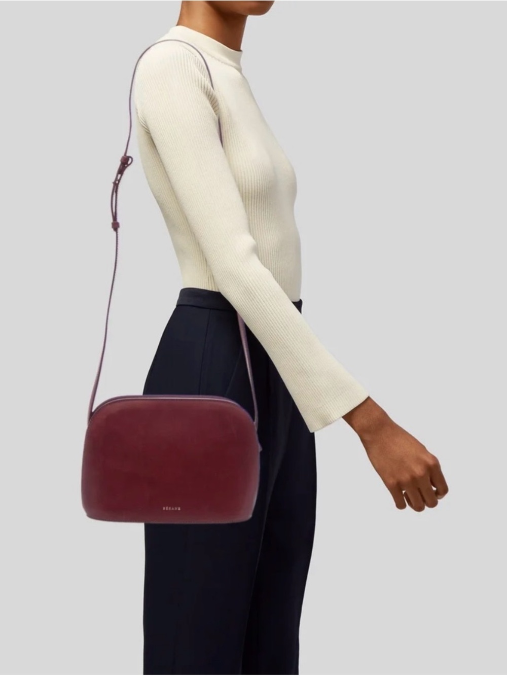 Sézane Heritage Victor Bag - Bordeaux Leather Crossbody - Picture 3 of 3